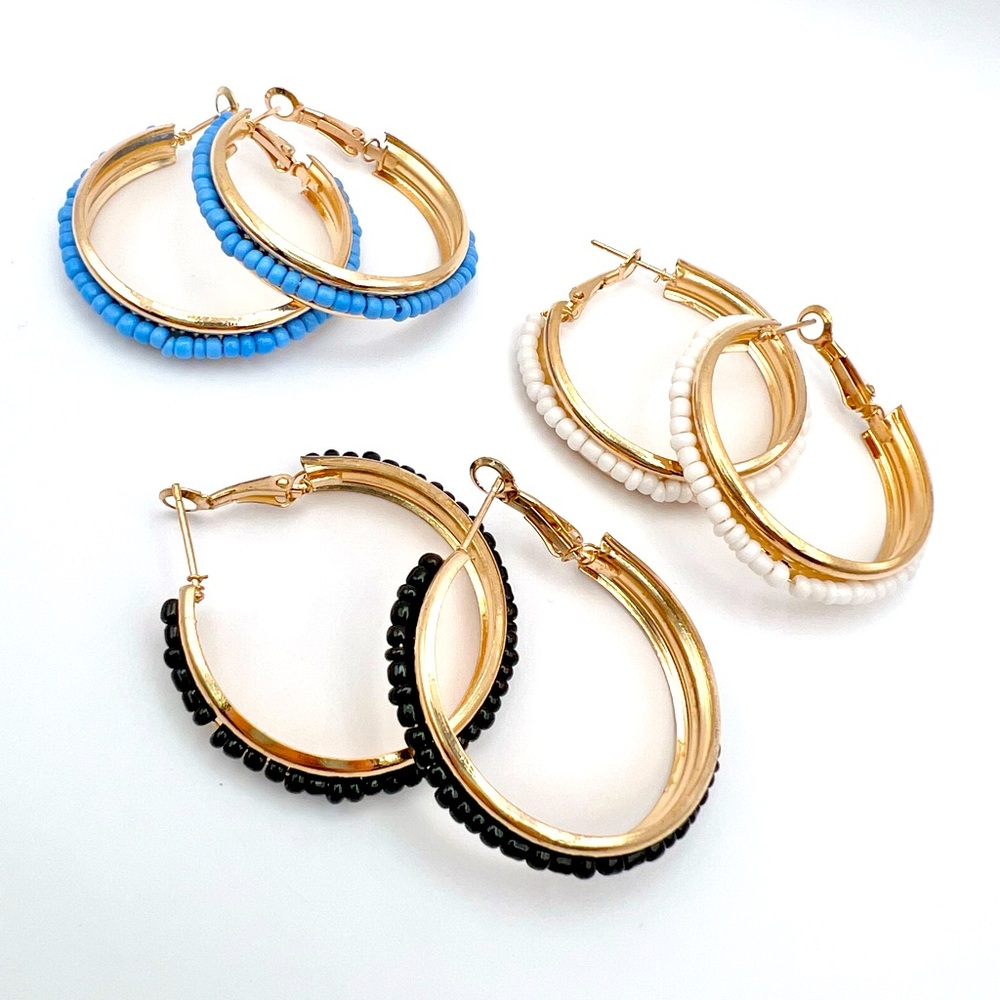 BEADED HOOP EARRING LOT